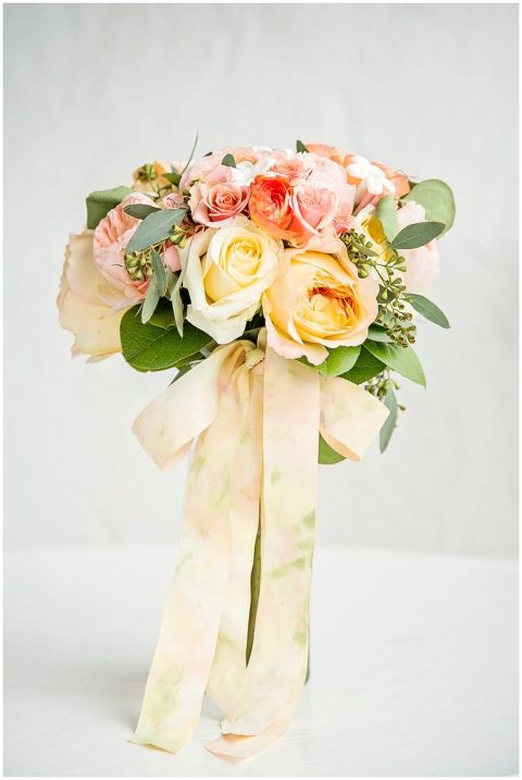 floral silk ribbon wedding bouquet