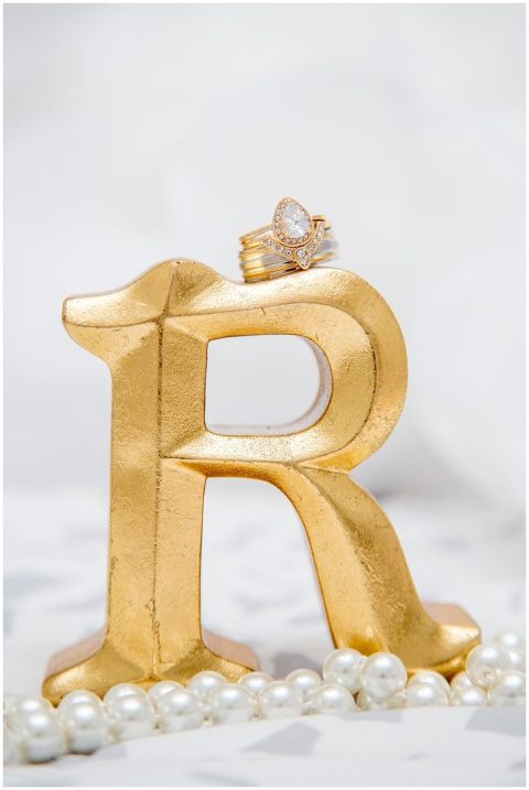 wedding day monogram with rings